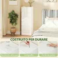 HOMCOM Comò Slim, 6 Cassetti Finitura Lucida, Camera da Letto, Bianco(m-7)