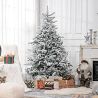 HOMCOM Weihnachtsbaum 180 cm, mit Kunstschnee, flammhemmend, schneller Auf- und Abbau, Metallbasis(m-10)