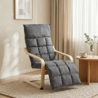 HOMCOM Butaca de Salón Tapizada en Lino con Reposapiés con Balanceo Suave Respaldo Alto Asiento Amplio Gris(m-2)