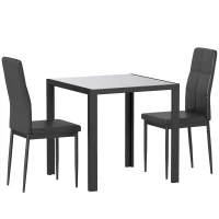 HOMCOM Essgruppe Esstisch mit 2 Stühlen Platzsparend Esszimmergruppe Sitzgruppe Schwarz(m-1)