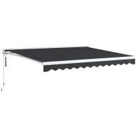 Outsunny Markise, elektrisch/manuell ausfahrbar, Halbkassette, Fernbedienung, Aluminiumrahmen, 4 x 3 m, Grau(m-1)