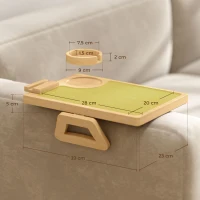 HOMCOM Bandeja de Brazo para Sofá de Bambú Plegable y Flexible con Portavasos Extraíble y Soporte Giratorio para Teléfono(m-3)