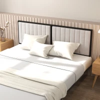 HOMCOM Tăblie de perete pentru pat dublu, tapițată, din catifea, pentru paturi de 180 cm, crem(m-10)