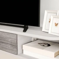 HOMCOM Dulap TV Suspendat din Lemn cu 2 Rafturi Deschise și Dulap, 120x26x16 cm, Alb și Gri(m-9)