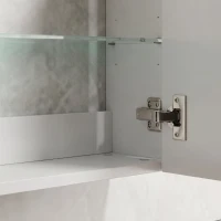 HOMCOM Dulap de Perete pentru Baie din Lemn cu 3 Rafturi Reglabile din Sticlă pe 3 Niveluri, 40x15x55 cm, Alb(m-8)