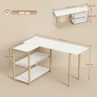HOMCOM Birou pentru Computer cu Rafturi, 150,2 cm(m-3)
