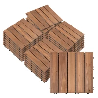 Outsunny Dalles terrasse - caillebotis - Lot de 54 pcs, Surface Max. 5 m²- emboîtables, Installation très Simple(m-1)