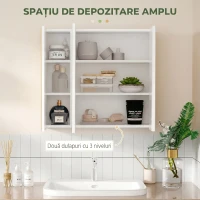 kleankin Dulap cu Oglindă pentru Baie, 3 Uși, Rafturi Reglabile, 68x22x60cm, Alb(m-4)