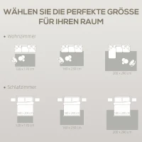 HOMCOM Teppich Maschinenwaschbar Anti-Rutsch Wohnzimmerteppich mit Flanell-Optik, 230 x 160cm, Grau(m-6)