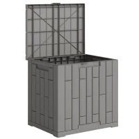 Outsunny Arcón Exterior Capacidad 114L Baúl de Almacenaje Exterior Resistente al Agua y a los Rayos UV con Cerradura Gris(m-1)