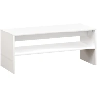 HOMCOM Mesa de Centro Mesa Auxiliar com Compartimento Aberto Mesa de Café para Sala de Estar 100x40x41,5 cm Branco Brilhante(m-1)