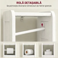 HOMCOM Dulap pentru Hârtie Igienică din Lemn cu Compartiment și Raft Reglabil, 21x20x79 cm, Alb(m-6)