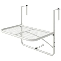 Outsunny Mesa Suspensa para Varanda com Braço e Altura Ajustável em 3 Posições Estrutura de Metal 60x56,5x45 cm Branco(m-11)