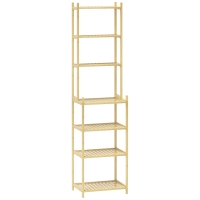 HOMCOM Estante de Casa de Banho de Bambu de 7 Níveis Estante de Arrumação com Desenho de Ripas 44x33x180 cm Madeira