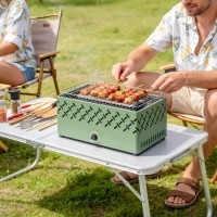 Outsunny Grătar pe Cărbune cu Ventilator și Buton, Verde Deschis(m-10)