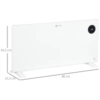 HOMCOM Radiateur électrique convecteur 2000 W écran LED et télécommande sur pieds ou mural pièce 15-20㎡ blanc(m-3)