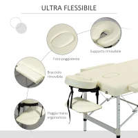 HOMCOM Lettino per Massaggi Pieghevole Professionale, Altezza Regolabile e Borsa di Trasporto, Bianco(m-5)