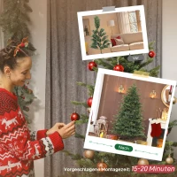 HOMCOM Künstlicher Weihnachtsbaum mit realistischen Zweigen, Kunst-Tannenbaum, Metallständer, leichte Montage, Grün(m-7)