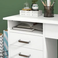 HOMCOM Birou modern cu 5 sertare și compartiment deschis cu încuietoare și 2 chei, 110x50x76cm, alb(m-9)