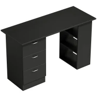 HOMCOM Birou PC cu 3 Rafturi și 3 Sertare pentru Cameră și Birou, din Lemn MDF, 120x49x72 cm, Negru(m-1)