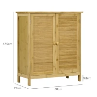 HOMCOM Aparador de Bambu de 2 Portas Aparador Boémio com 2 Prateleiras para Cozinha Entrada 60x27x67,5 cm Madeira(m-3)