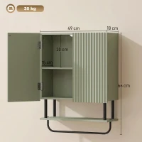 HOMCOM Bathroom Wall Cabinet Modern Space Saver Wall Mounted Cabinet Doors Storage Green(m-3)