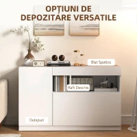 HOMCOM Bufet Modern Joș cu Uși cu Amortizor și Deschidere prin Apăsare, Polițe Reglabile, Alb(m-4)