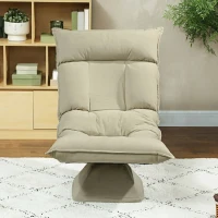 HOMCOM Chaise de sol pivotante à 360°, fauteuil pliable en velours avec dossier réglable 5 positions, 70x62x95cm, beige(m-8)