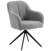 HOMCOM 360 Degree Swivel Accent Chair, Teddy Fleece Armchair, Grey(m-15)