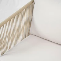 Outsunny Salon de Jardin 4 Pièces, Ensemble en Corde Tressée avec Structure en Acier et Bois d'Acacia, Coussins, Blanc Crème(m-13)
