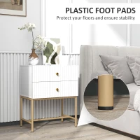 HOMCOM Elegant Two-Drawer Bedside Table - White(m-6)