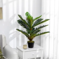 HOMCOM Palmier Artificial cu 18 Frunze și Ghiveci Inclus pentru Interior, Înălțime 85 cm, Verde(m-2)
