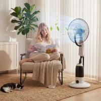 HOMCOM Pedestal Fan with Water Mist Spray 3 Speeds 2.8L Water Tank, White(m-10)