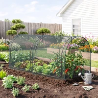 Outsunny 2,49 x 1,2 m Gartennetz, Pflanzenschutzzelt mit Tür, Winddichtes Schädlingsschutznetz mit Stahlrahmen, Schwarz(m-8)