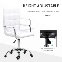 Vinsetto PU Leather Office Chair, Mid Back Swivel Computer Chair with Arm, Wheels, Adjustable Height, White(m-4)