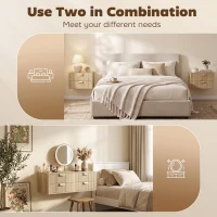 HOMCOM Modern Floating Nightstands Set of 2, Wall Mounted Bedside Tables with 2 Drawers, Oak(m-6)