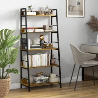 HOMCOM Étagère bibliothèque Style Industriel incliné 5 Niveaux 70L x 35l x 150H cm(m-10)