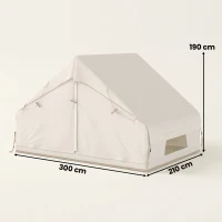 Outsunny Inflatable Tent Waterproof for Camping Blow Up Tent with Pump Carry Bag for 2-4 Person, Beige(m-3)