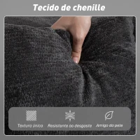 HOMCOM Sofá Cama de 2 Lugares Dobrável Estofado em Chenilla com 2 Almofadas Braços Largos Acolchoamento Grosso  Cinzento Escuro(m-7)