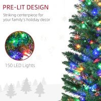HOMCOM 6' Artificial Prelit Christmas Trees Holiday Décor with Colourful LED Lights, Pencil Shape, Steel Base(m-6)