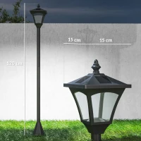 Outsunny Lampada da Giardino a LED a Energia Solare Impermeabile IP44, 15x15x177 cm, Nero(m-3)