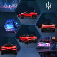 AIYAPLAY Mașină pentru copii Maserati MC20, conducere manuală, telecomandă și faruri LED, vârstă 3-6 ani, roșie(m-8)