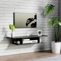 HOMCOM Floating TV Unit Stand for TVs up to 40", Wall Mounted Media Console with Storage Shelf, Entertainment Center, Black(m-2)