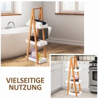 Kleankin Raft de baie cu 3 polițe din MDF și bambus, 30x18x81cm, culoare lemn și gri(m-7)