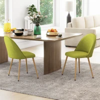 HOMCOM Pack de 2 Sillas de Comedor Sillas de Cocina Tapizadas de Tela de Lino con Patas de Acero Carga 120 kg 50x52x83 cm Verde(m-10)