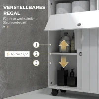 kleankin Dulap Economisitor de Spațiu pentru Baie cu Rafturi Reglabile și Roți, Alb(m-6)
