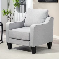 HOMCOM Fotoliu Modern în Material Textil cu Căptușeală Groasă și Arcuri Împachetate, 77x77x86 cm, Gri(m-10)