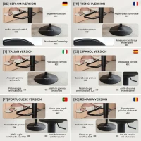 HOMCOM Set 2 Scaune de Bar cu Înălțime Reglabilă, Șezut Rotativ din Material Textil și Suport pentru Picioare, Bej(m-7)