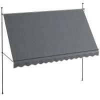 Outsunny Toldo Manual Retrátil com Manivela 350x120x210-300 cm com Altura Ajustável Impermeável para Jardim Varanda Cinza Escuro(m-1)