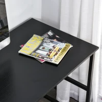 HOMCOM Computer Desk with Storage Shelf, 120 x 60cm Home Office Desk with Metal Frame, Study Table, Easy Assembly, Black(m-7)